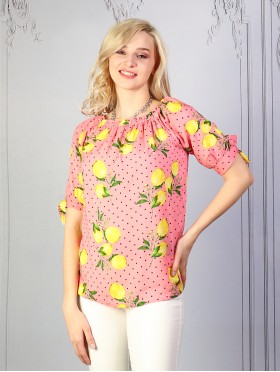 Off The Shoulder Fashion Top With Lemon Print 